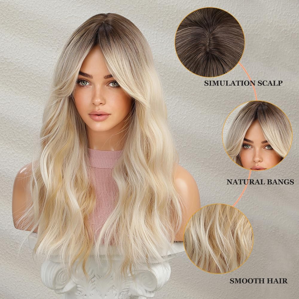 Esmee Long Wavy Ombre Blonde Heat-Resistant Synthetic Wig for Cosplay
