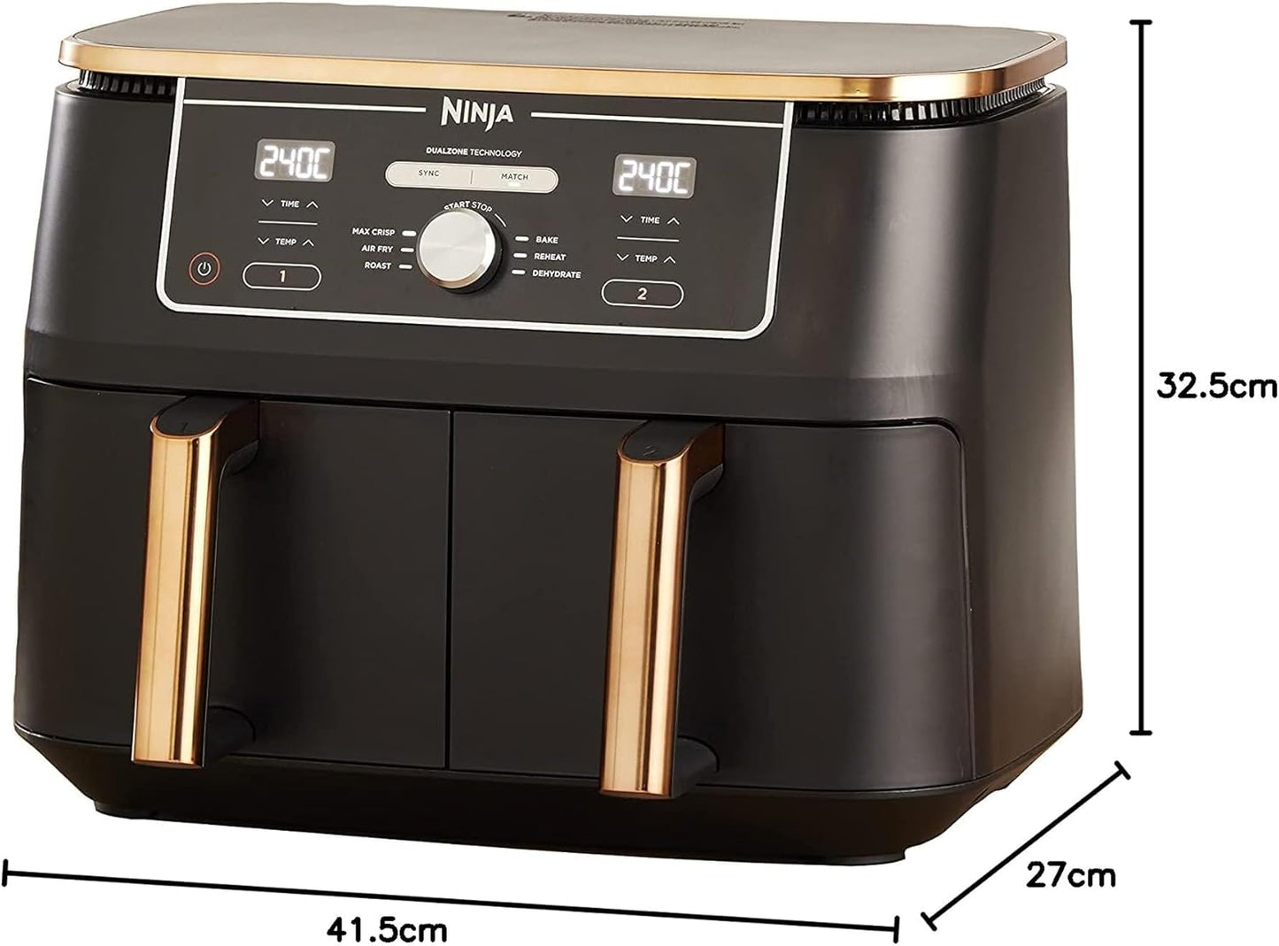 Ninja Foodi MAX Dual Zone Air Fryer 9.5L Copper/Black