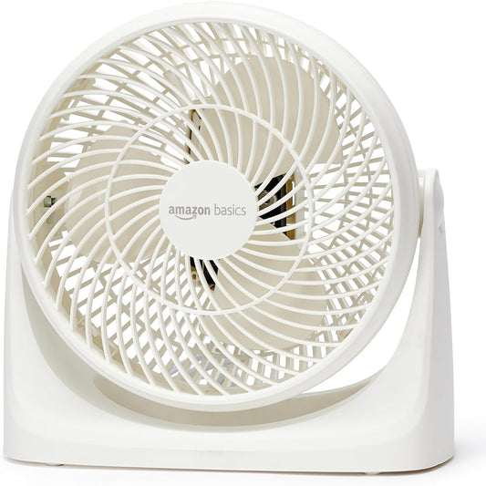 Amazon Basics Portable Desk Fan 18 cm Quiet Operation 3‑Speed White