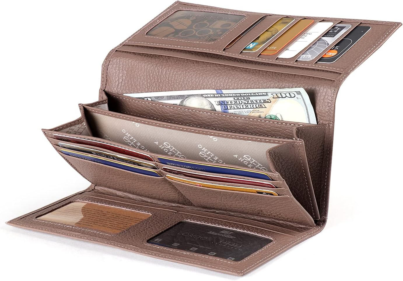 Otto Angelino Genuine Leather Zippered Envelope Wallet with RFID Blocking