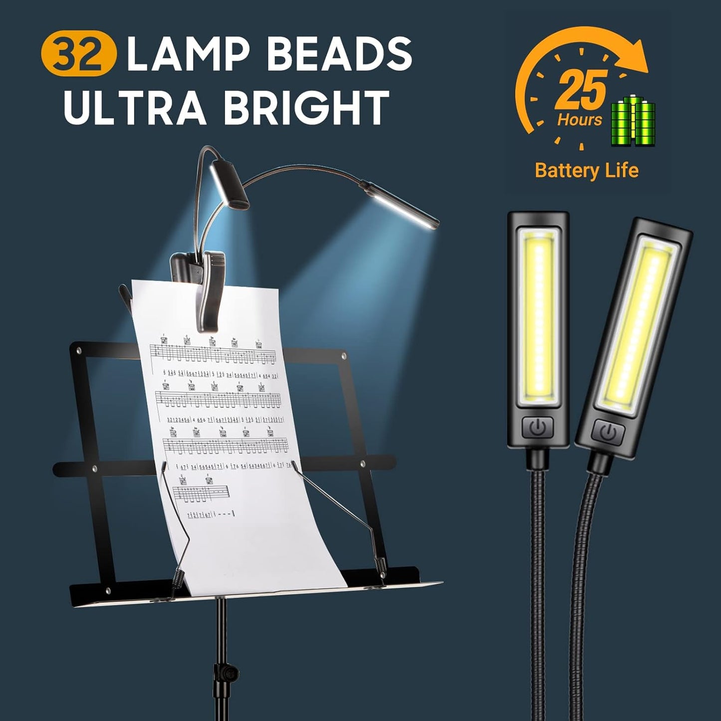 CAHAYA Portable Foldable Music Stand with LED Light and Table Holder