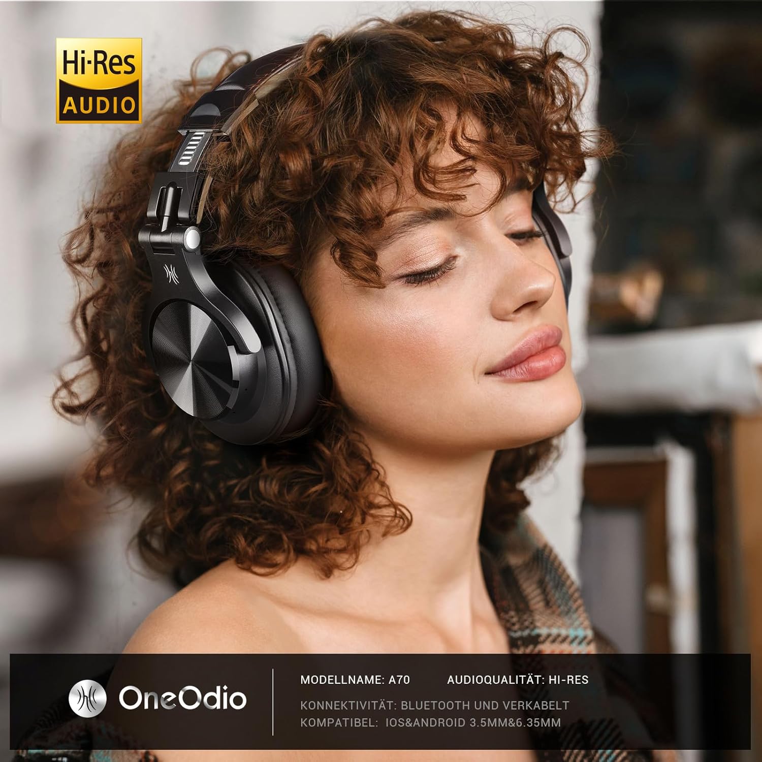 OneOdio A70 Fusion Bluetooth Over‑Ear Headphones 72‑Hour Hi‑Fi Stereo Black