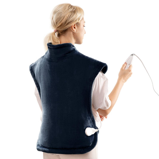 CHRUN Heating Pad for Back and Shoulder Pain Relief 4 Heat Settings 61 x 86 cm 2-Hour Auto Shut-Off Machine Washable Blue