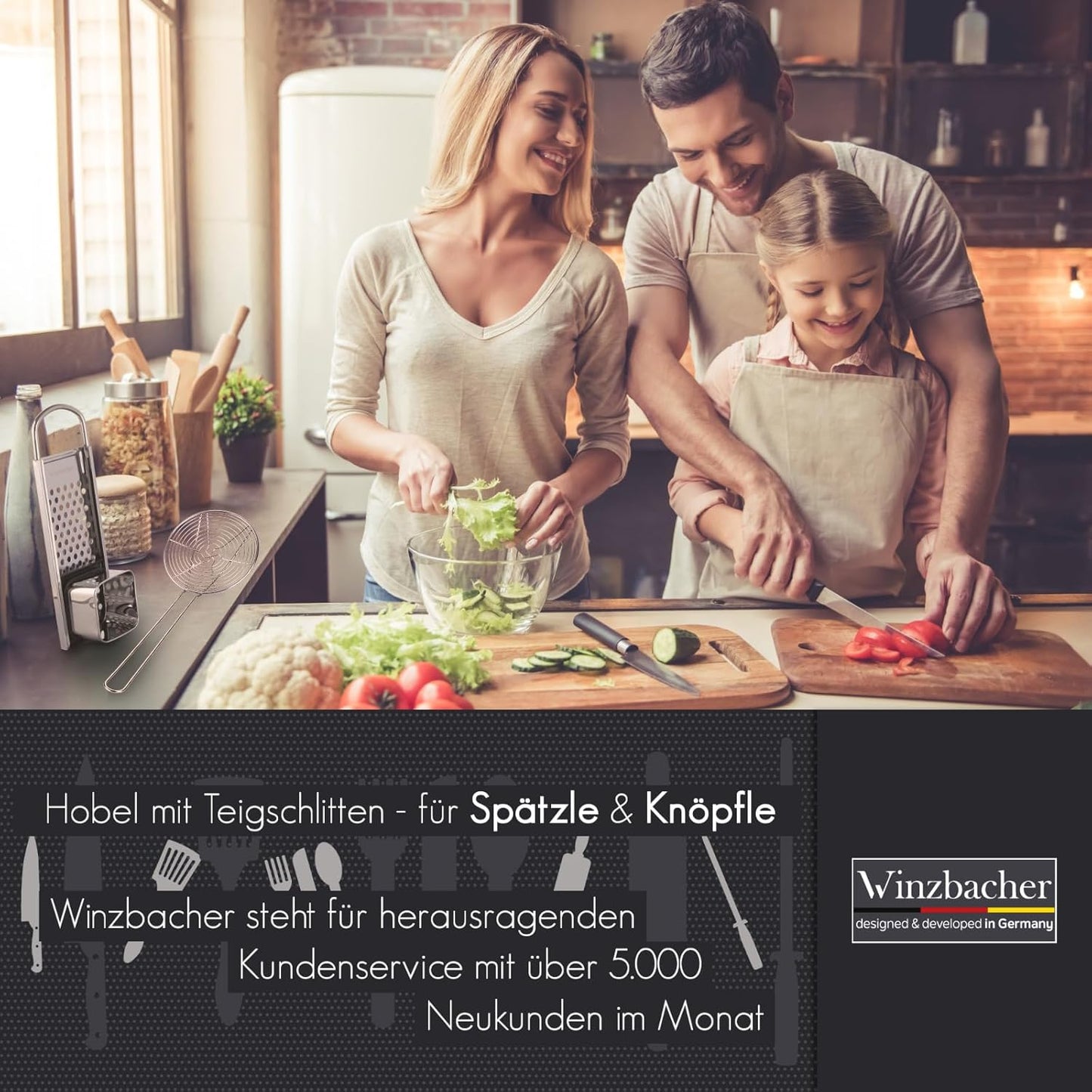 Stainless Steel Spaetzle Slicer + Ladle – 16‑30 cm Pot Diameter, Dishwasher Safe, Rustproof