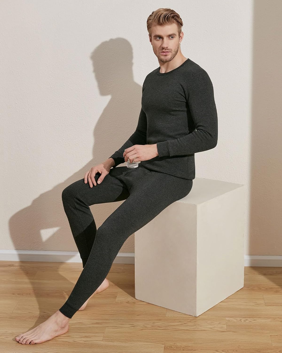 LAPASA Men's Ultra Warm Double-Layer Fleece Thermal Long Johns Set