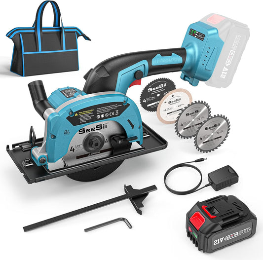 Seesii Mini 4.5" Cordless Circular Saw Kit with Battery