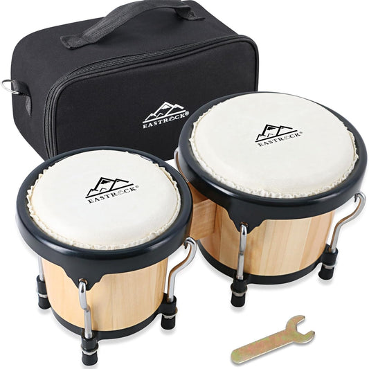 EastRock 4‑inch & 5‑inch Tunable Metal‑Wood Bongo Drum Set