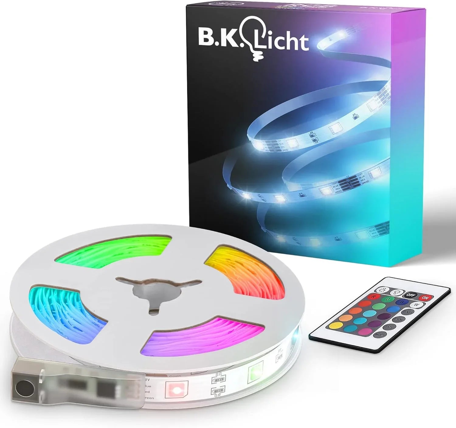 B.K.Licht USB RGB LED Strip Light, Dimmable Remote Control, 3m Room Decor - Gomix Brands Outlet