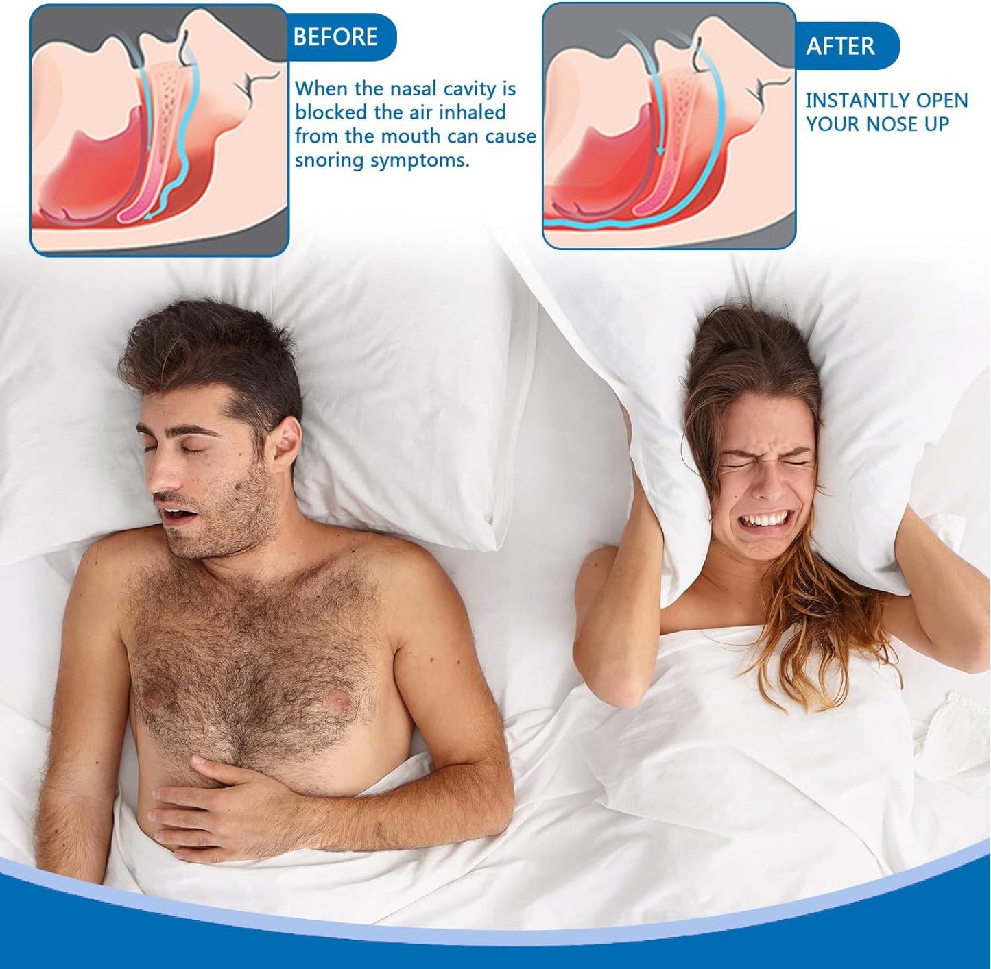 BTkviseQat 80-Count Nasal Strips for Snoring Relief and Clear Breathing