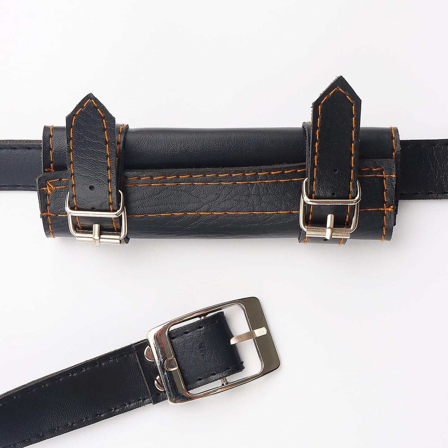 Adjustable Faux Leather Medieval Sword Holster Belt with Dual Buckles
