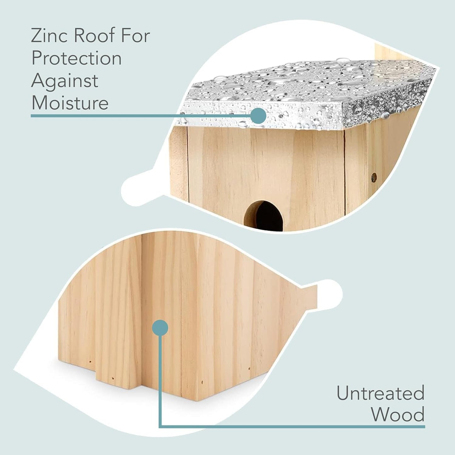 WILDLIFE FRIEND NABU Solid Wood Weatherproof Birdhouse with Metal Roof, 32mm Entrance