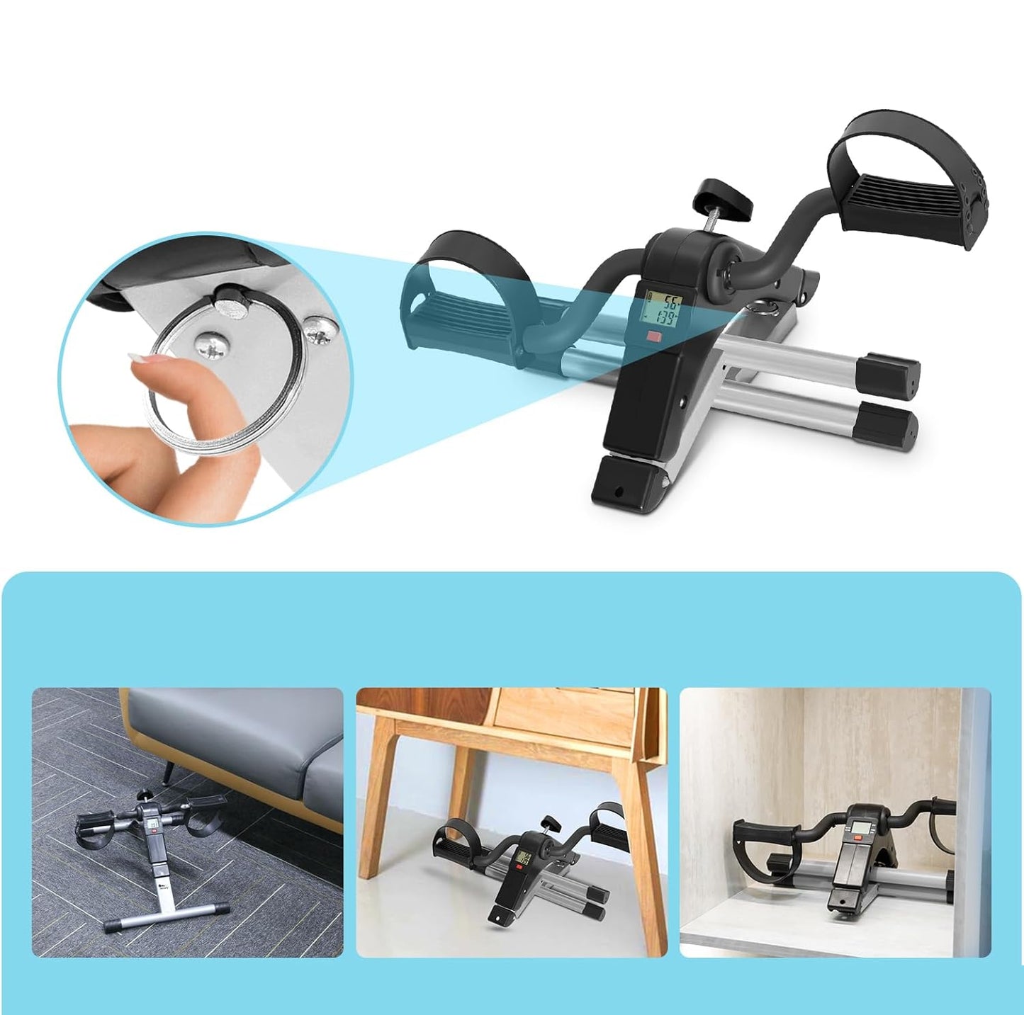 himaly Mini Bike Home Trainer Foldable LCD Pedal Exercise Bike