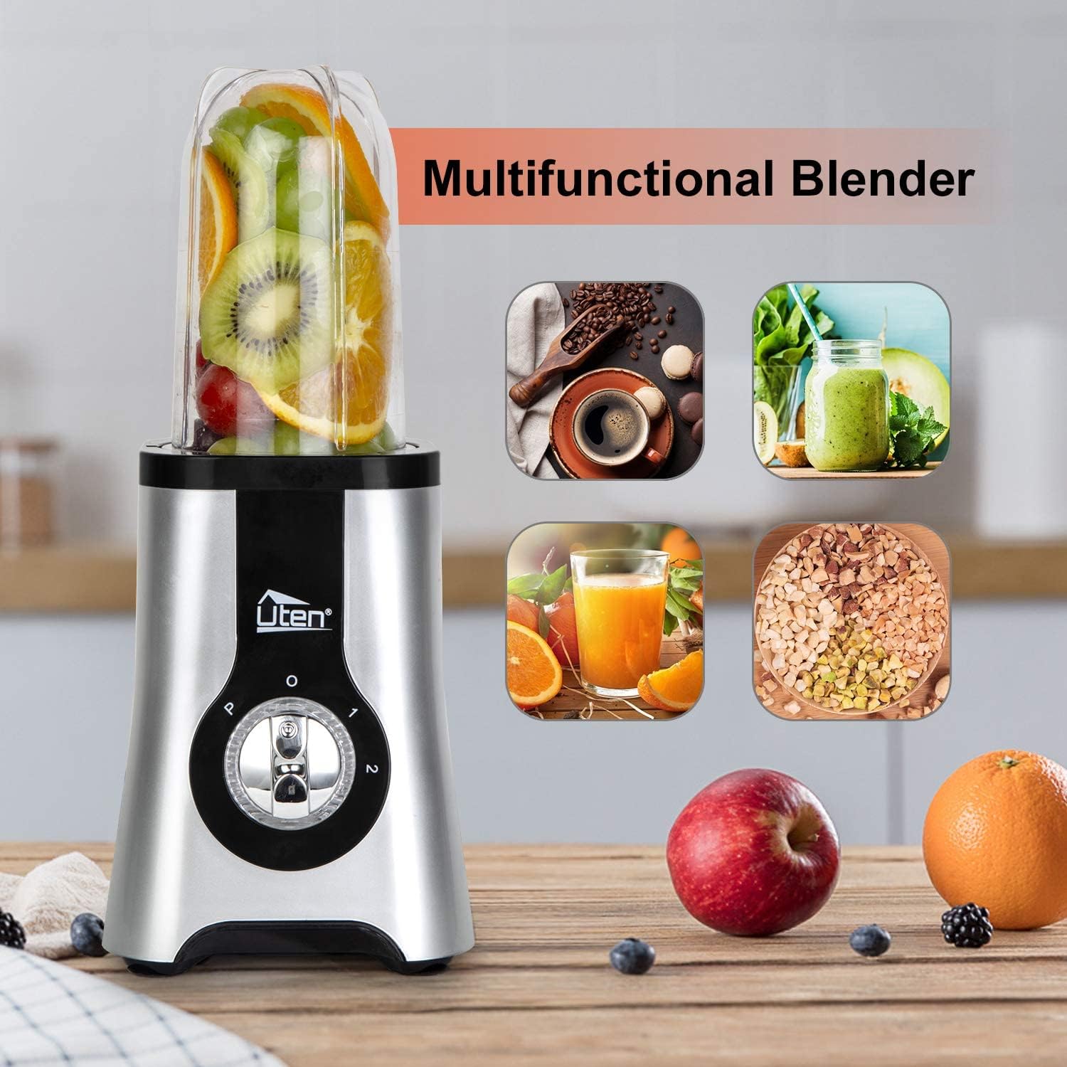 Uten 5-in-1 Multifunctional Smoothie Blender, Juicer, Grinder, Mixer, Ice Crusher