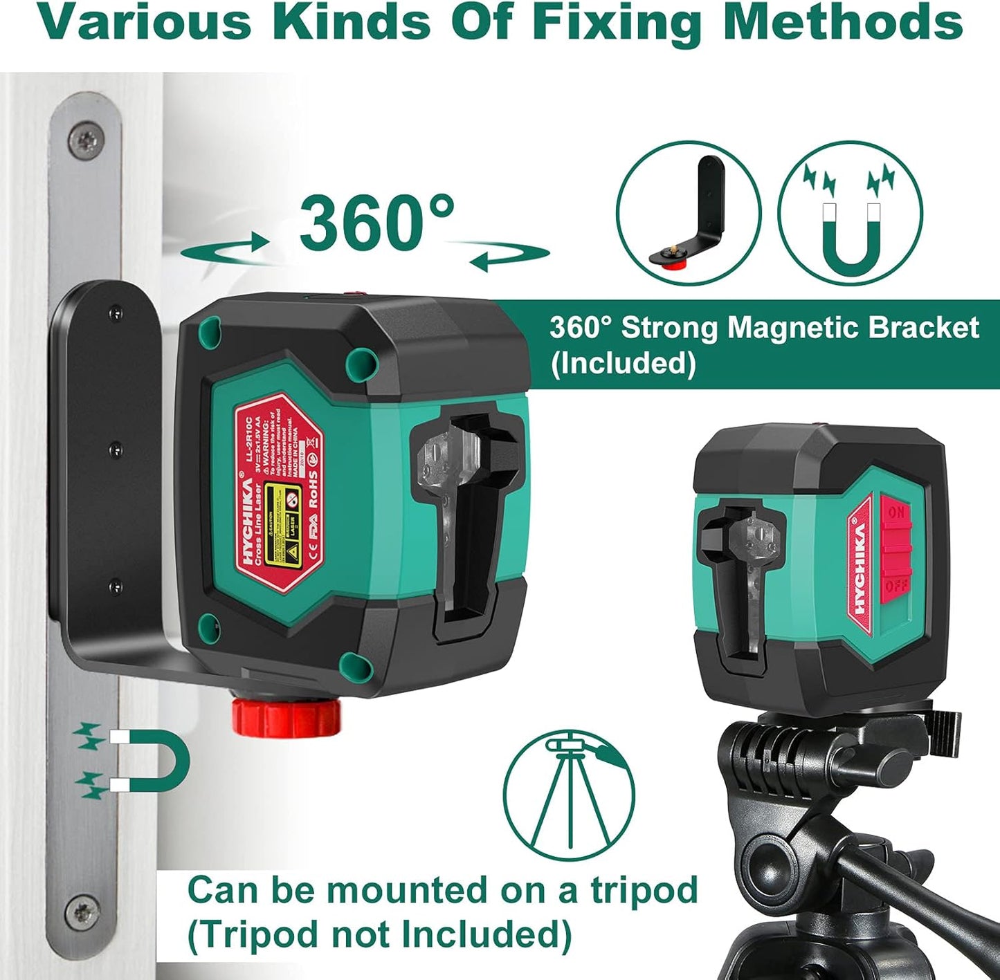 Hychika 50-Foot Self-Leveling Cross Line Laser Level with Dual Modules