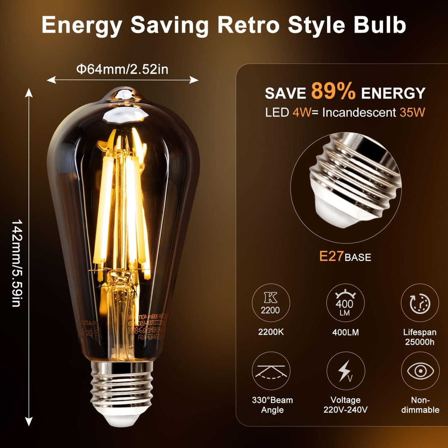 Aigostar Vintage LED Filament Bulb
