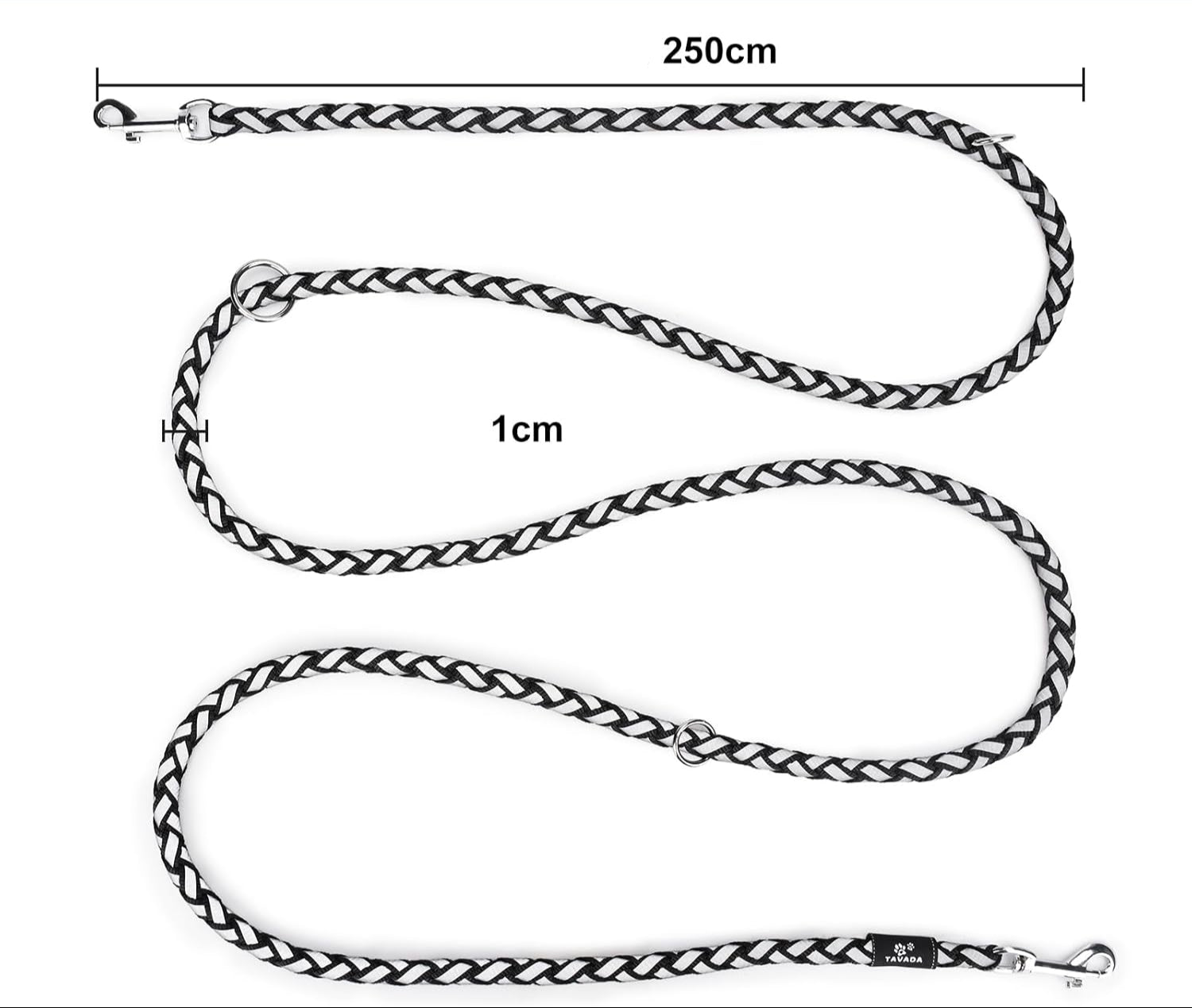 Reflective Dog Leash - 8.2 ft Adjustable Dual Clip Lead