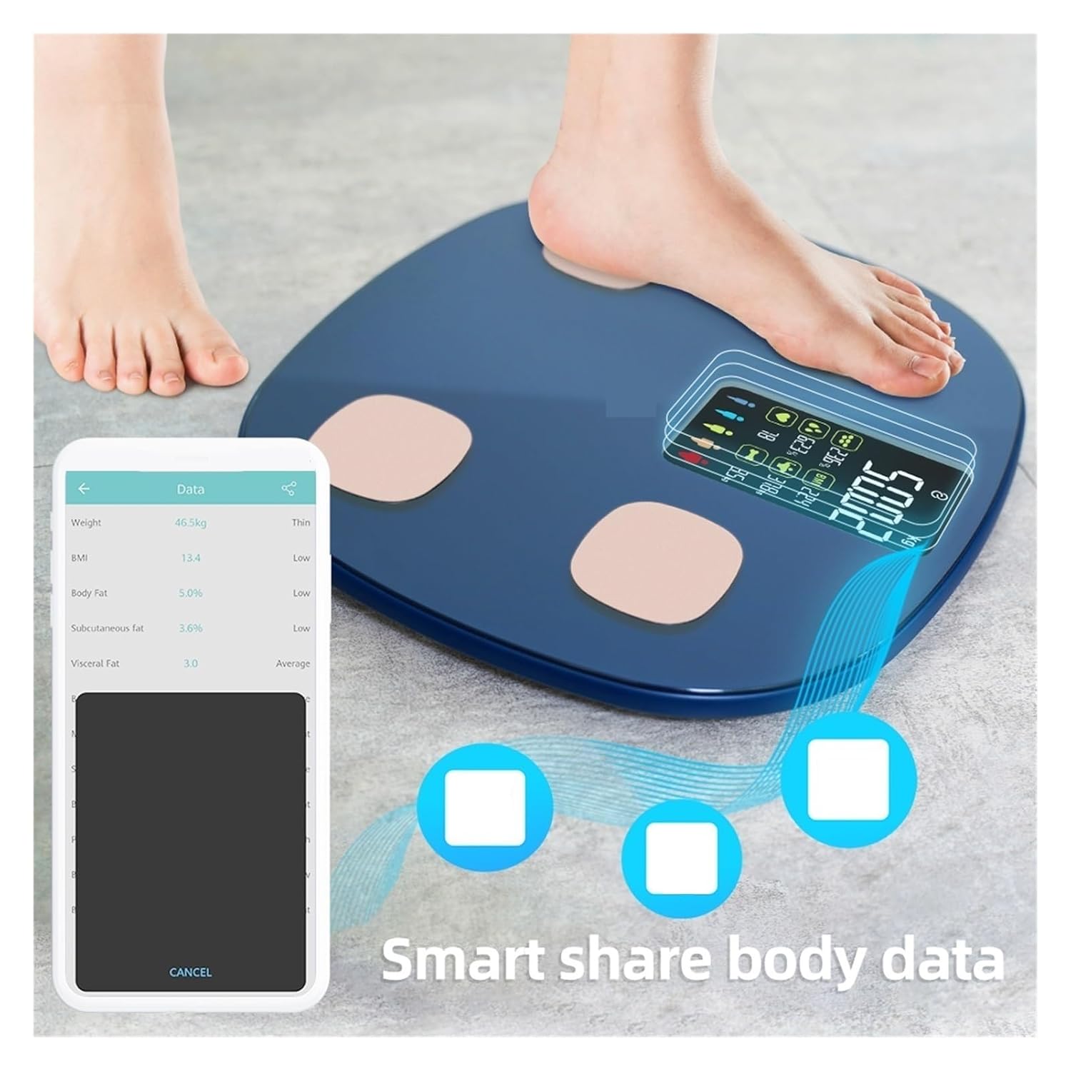 MZZYG Smart Bluetooth Body Fat Bathroom Scale with Heart Rate