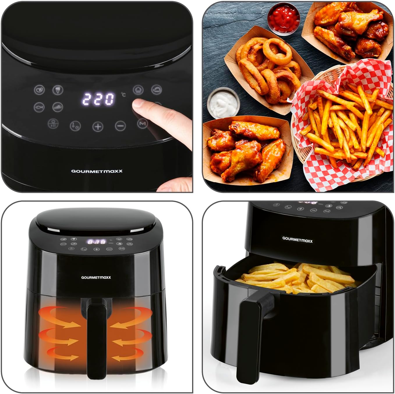 GOURMETmaxx 4.5L 1400W Digital Hot Air Fryer with 8 Programs