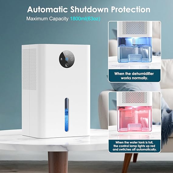 BAPLO Portable Dehumidifier - Quiet Dehumidifier for Home with Auto Shut Off