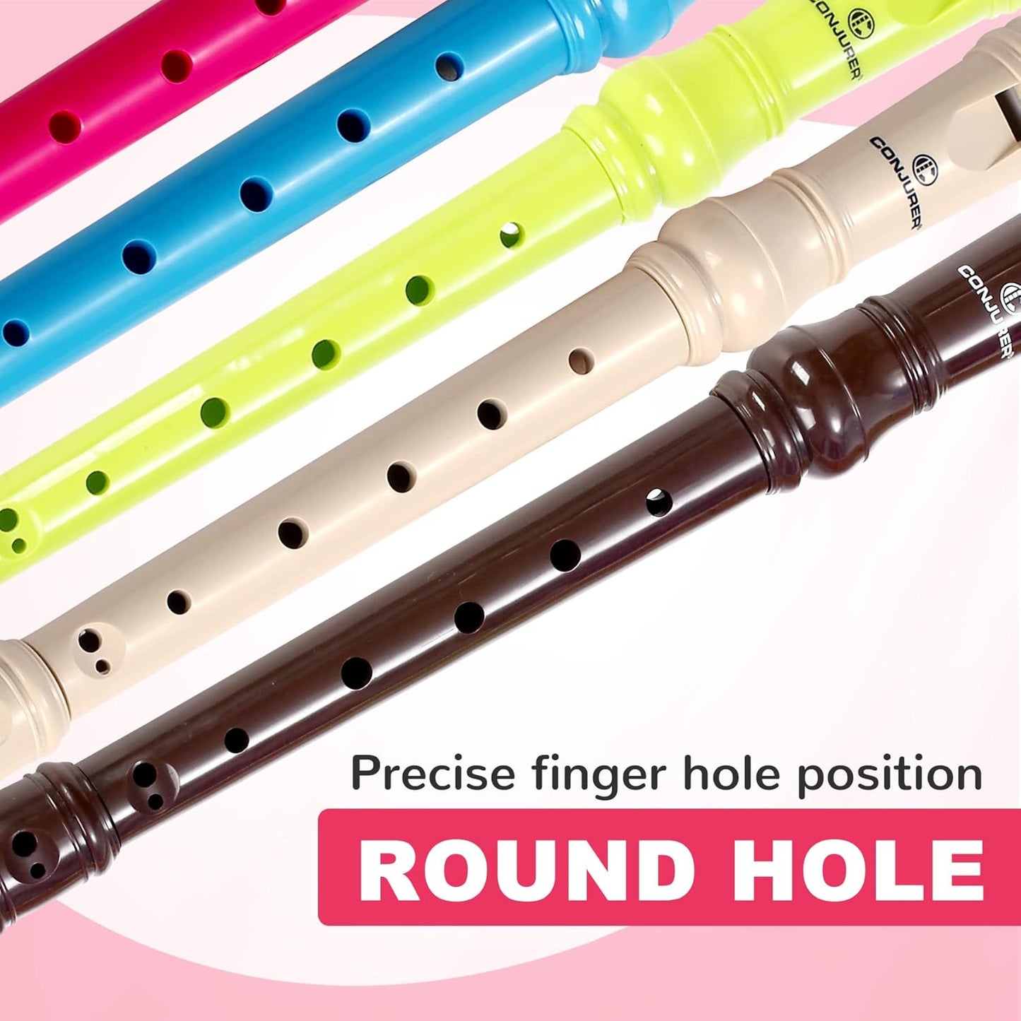 CONJURER Pink Soprano Recorder 8-Hole German Fingering for Children