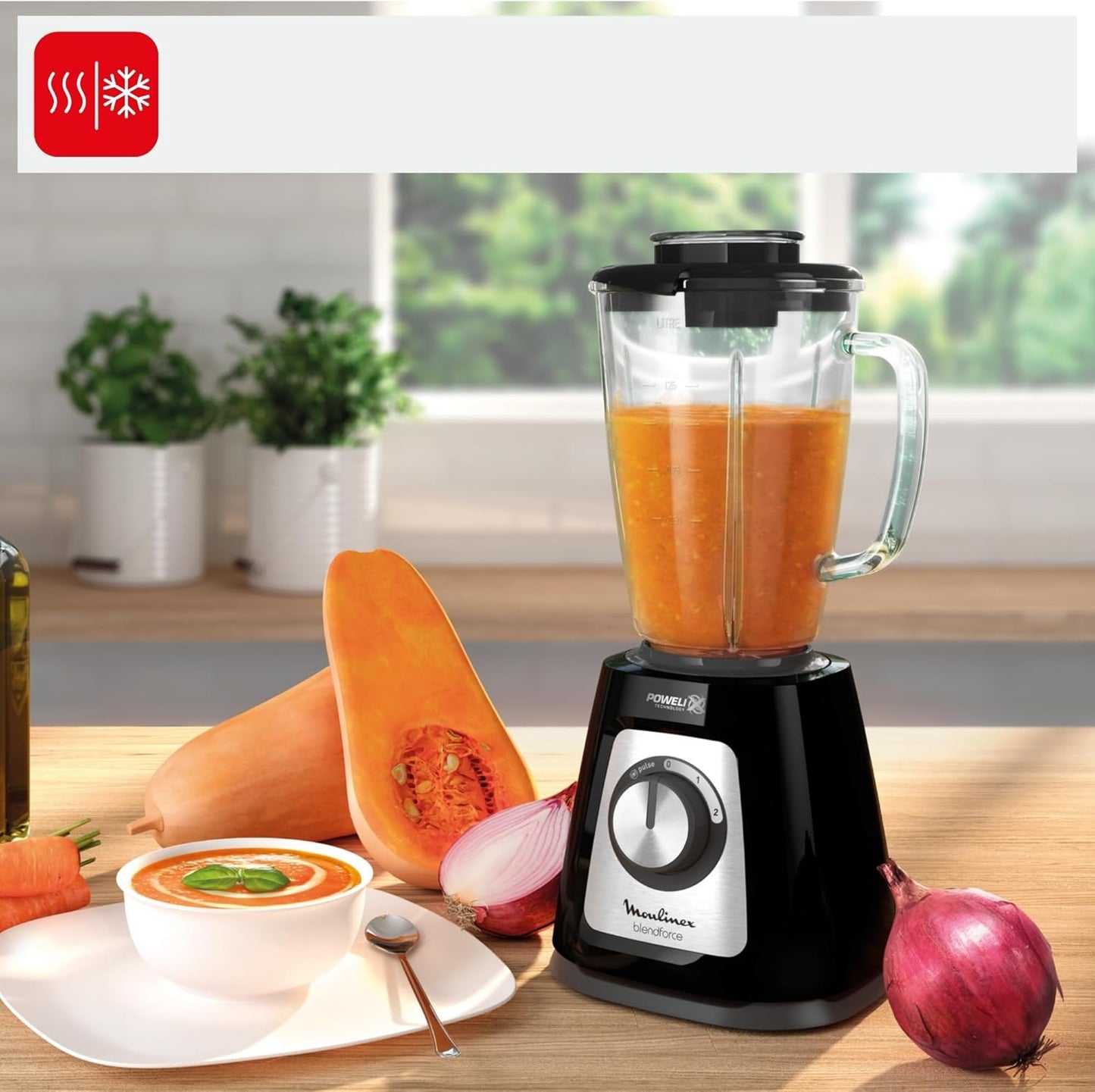 Moulinex Blendforce 800W Standing Mixer with 1.75L Glass Bowl Black