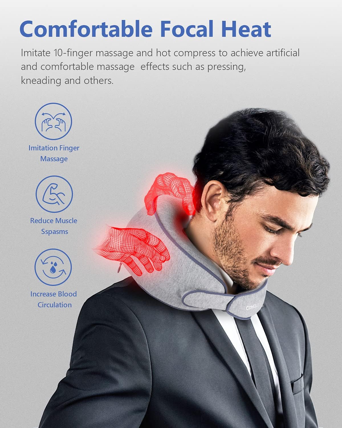 CONQUECO 3D Shiatsu Neck and Back Massager with Heat