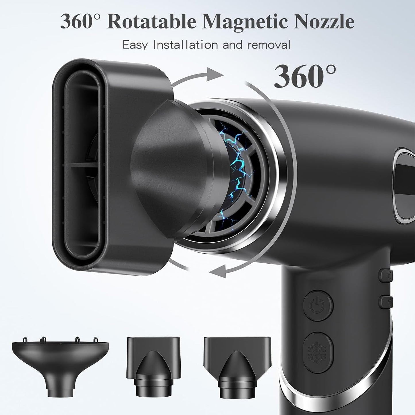 slopehill 2000W Ion Hair Dryer - Foldable with Magnetic Attachments