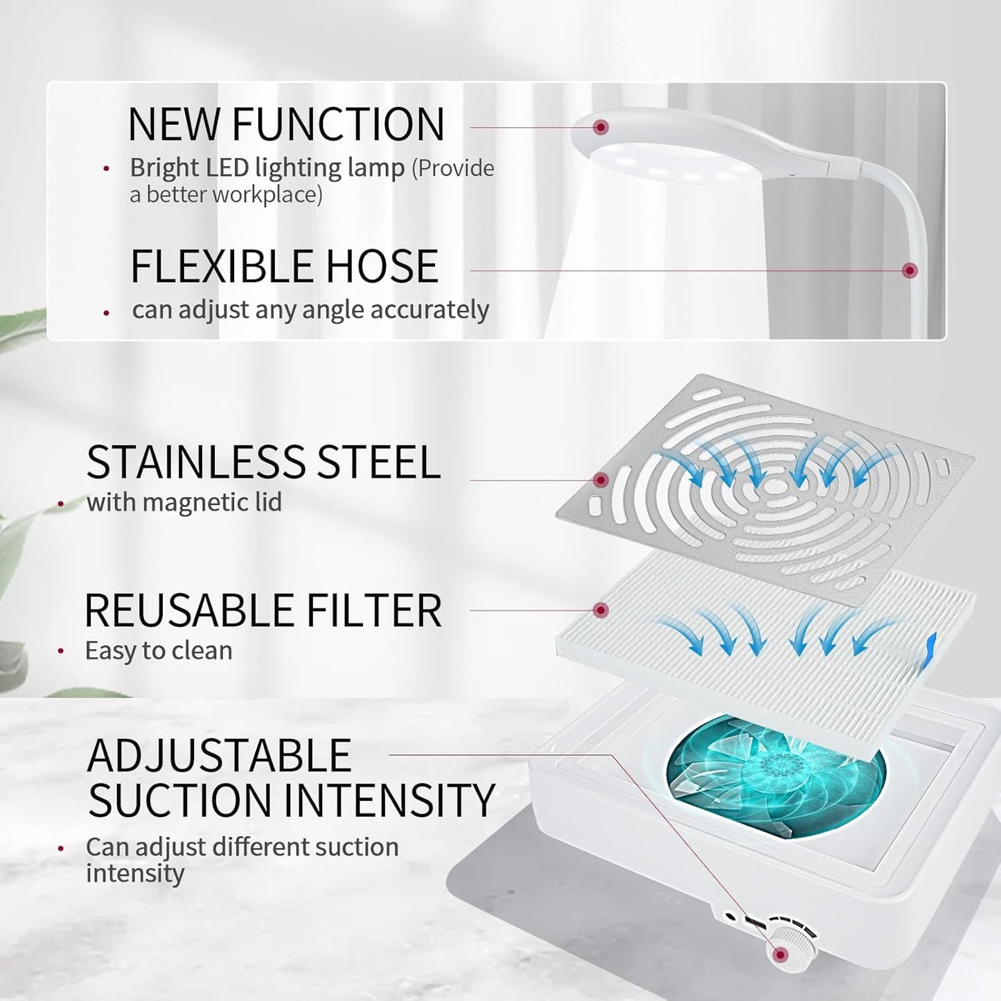 Saviland 40W LED Nail Dust Collector with Low Noise