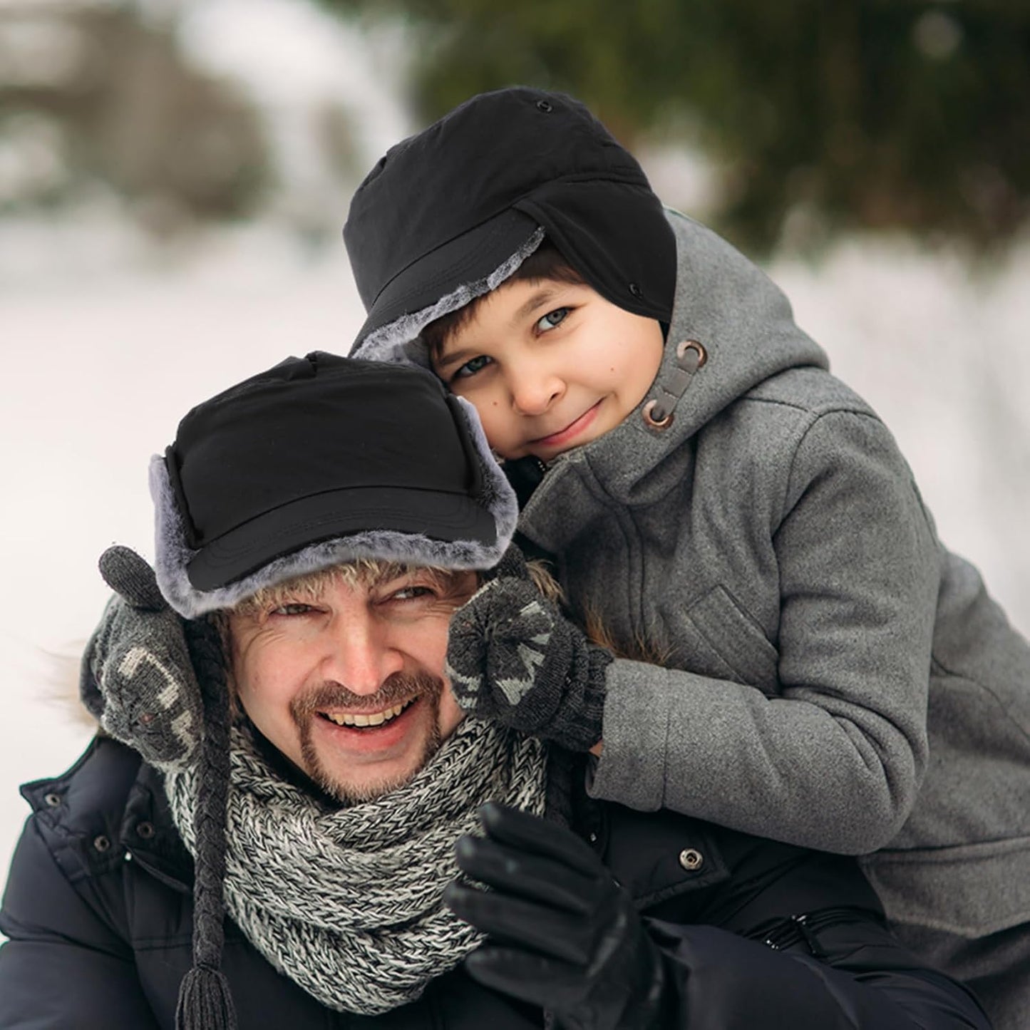Suhine Warm Winter Trapper Hat with Faux Fur Lined Earflaps