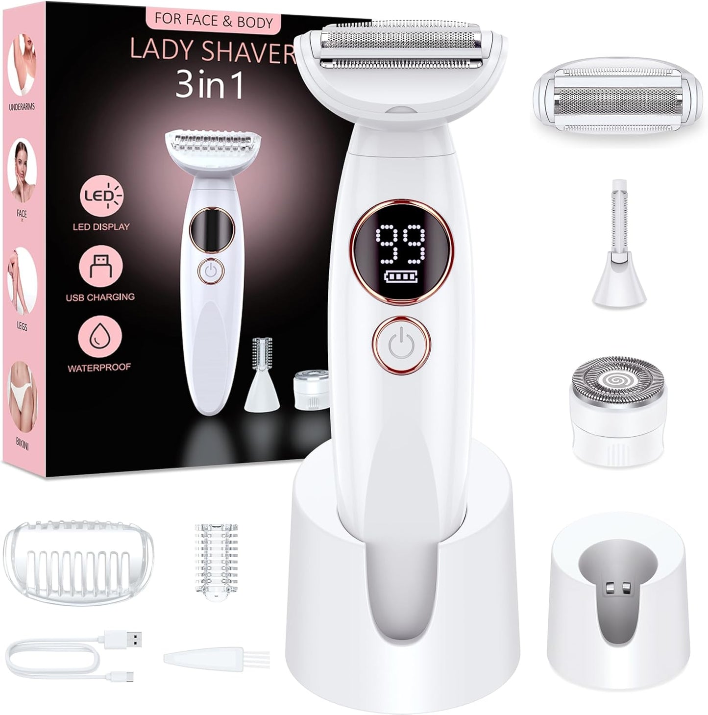 Houpoo 3-in-1 Wet/Dry Women’s Shaver with LED Display