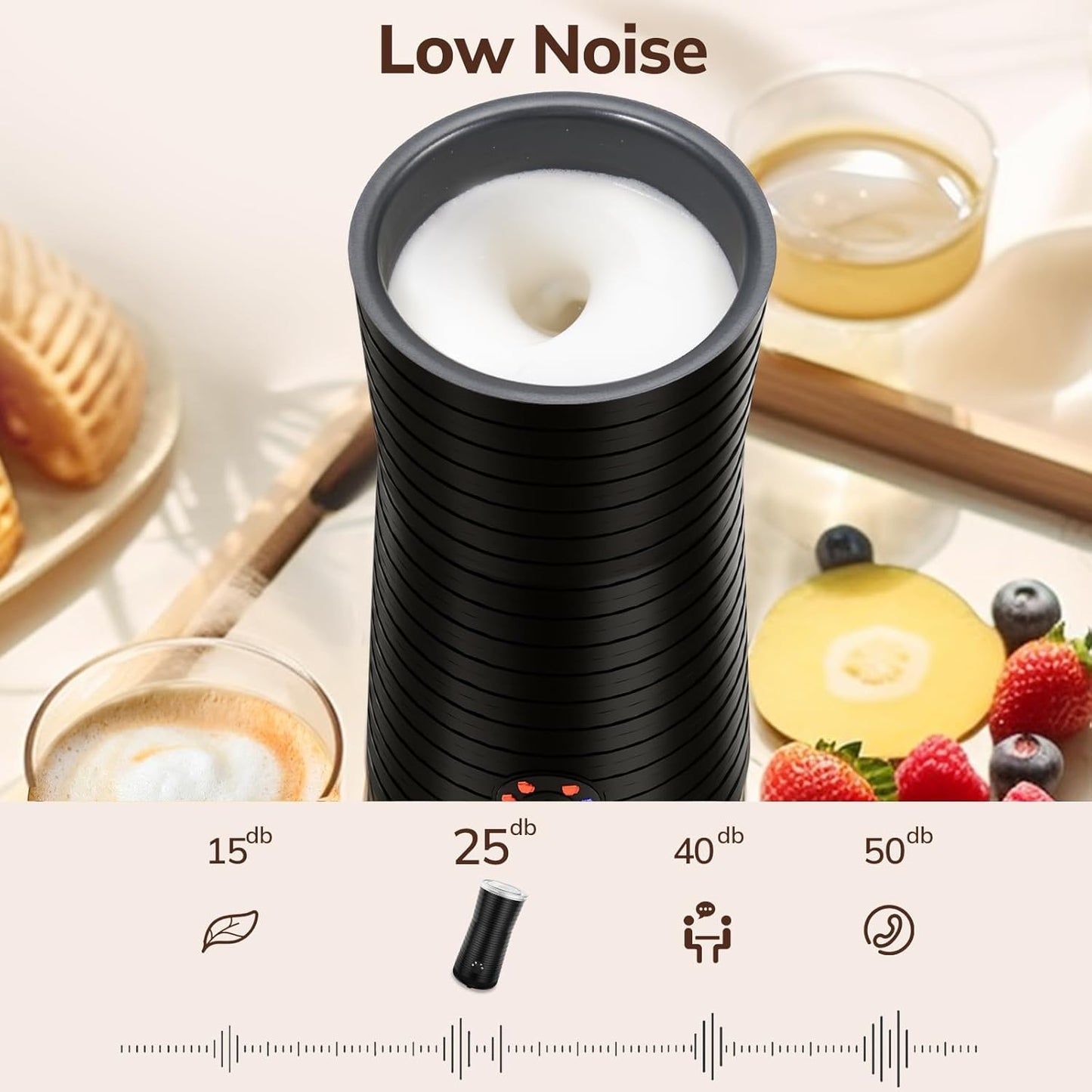 Morpilot 4-in-1 Electric Milk Frother with Quiet Non-Stick Design