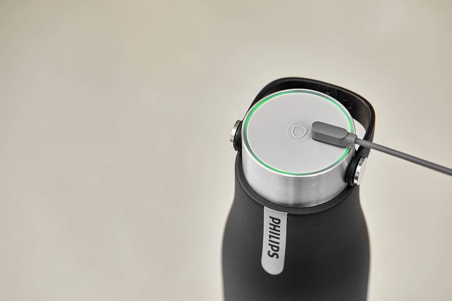 Philips GoZero Smart UV Bottle – Black 590ml Stainless Steel