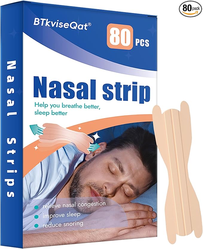 BTkviseQat 80-Count Nasal Strips for Snoring Relief and Clear Breathing