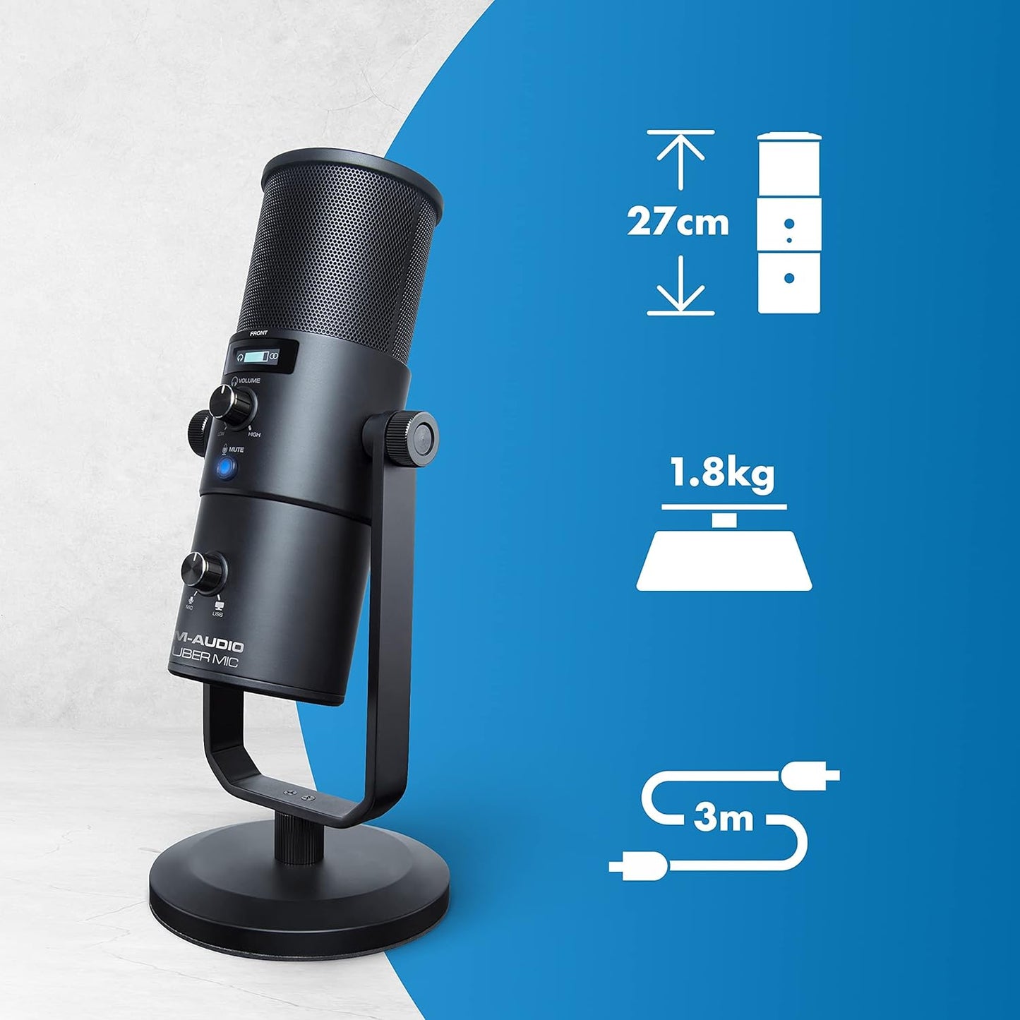 M‑Audio Uber Mic USB Condenser Microphone with Switchable Polar Patterns