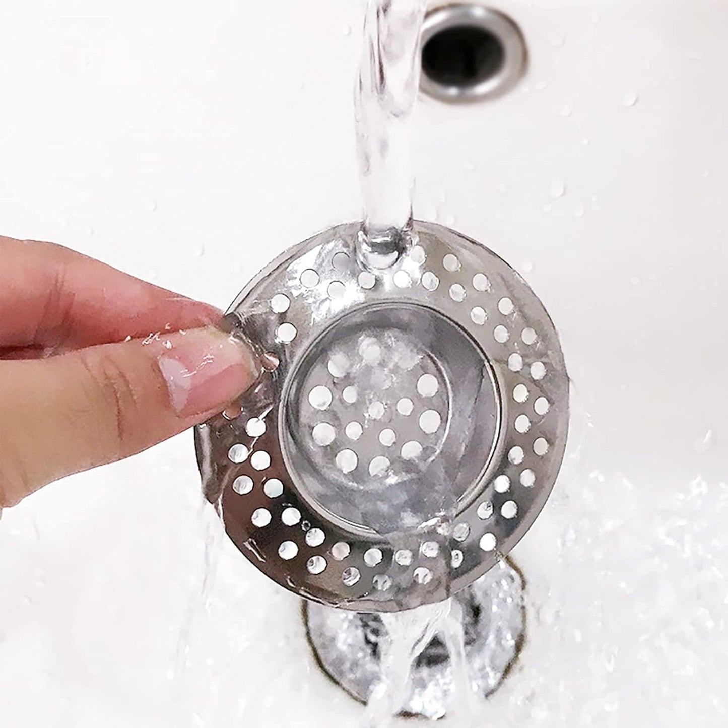 Sink Strainer Plug Hole Hair Catcher 2Pcs Stainless Steel Hair Catchers, Bathtub Shower Drain Cover Hair Catcher Sink Plug Stopper Drain Filter for Kitchen Bathroom Sink (7.6cm)