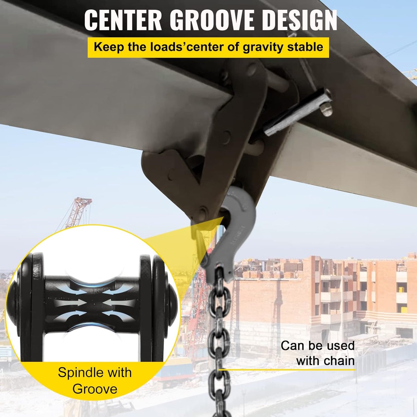 VEVOR 1 Ton Capacity I Beam Clamp For Rigging Heavy Duty Steel Lifting