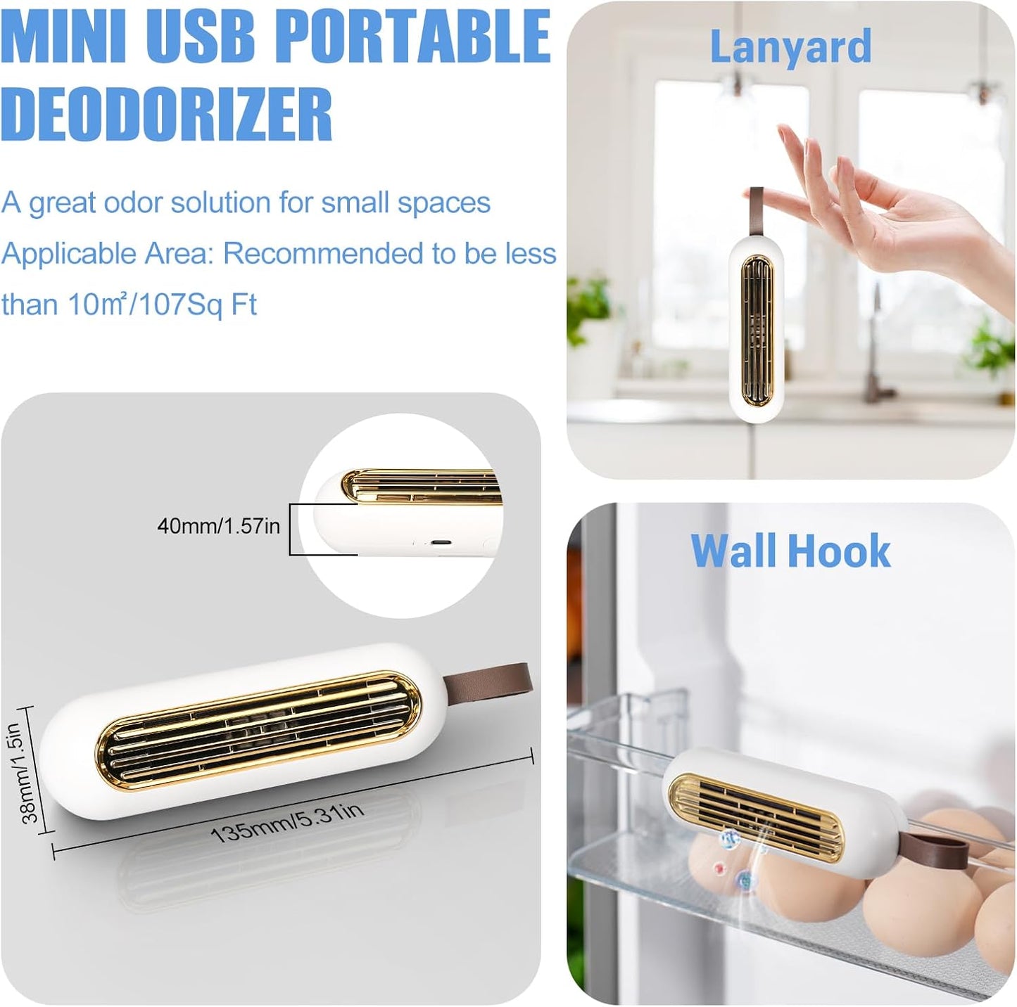 Mini USB Rechargeable Refrigerator Deodorizer – Fresh Odor Eliminator