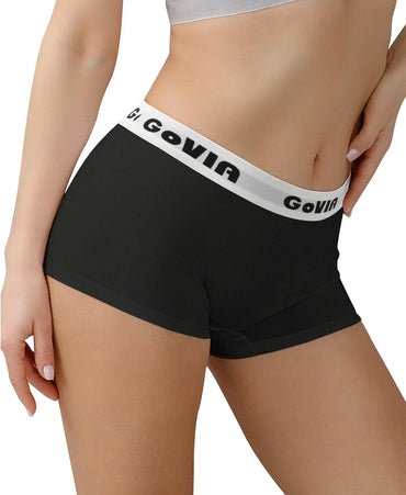 GoVIA Women's Cotton Boxer Shorts, 6-Pieces , Low Waist Sport Comfort Lingerie - Gomix Brands Outlet