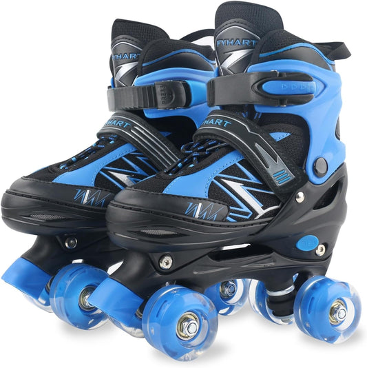 Kids Adjustable Light-Up Roller Skates – 4 Sizes, Safe & Fun