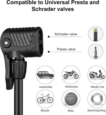 LYGZTing 160psi Dual Valve Bicycle Floor Pump – Portable Compact Design