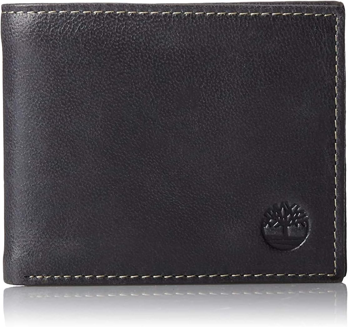 Timberland Black Leather Bifold Wallet with Clip Pocket