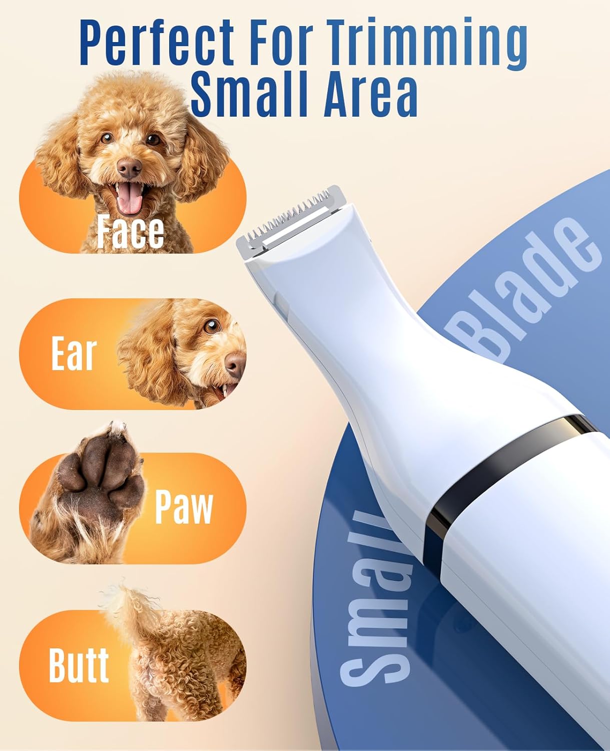 Ultra-Quiet Pet Paw Trimmer with Two Blades for Dogs and Cats