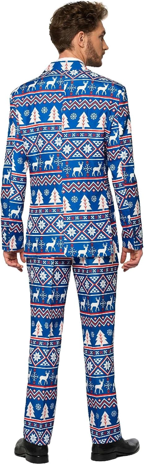 Suitmeister Men's Christmas Blue Nordic Business Suit Set