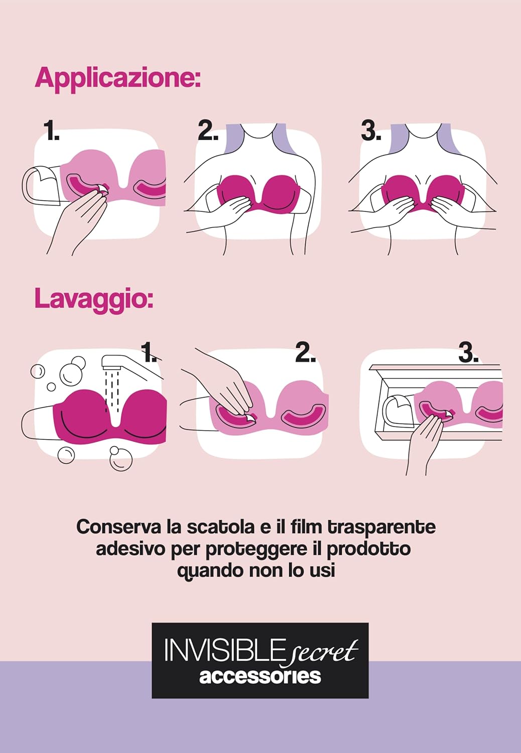 Lovable Women’s Invisible Push-Up Adhesive Bra with Clear Side Bands