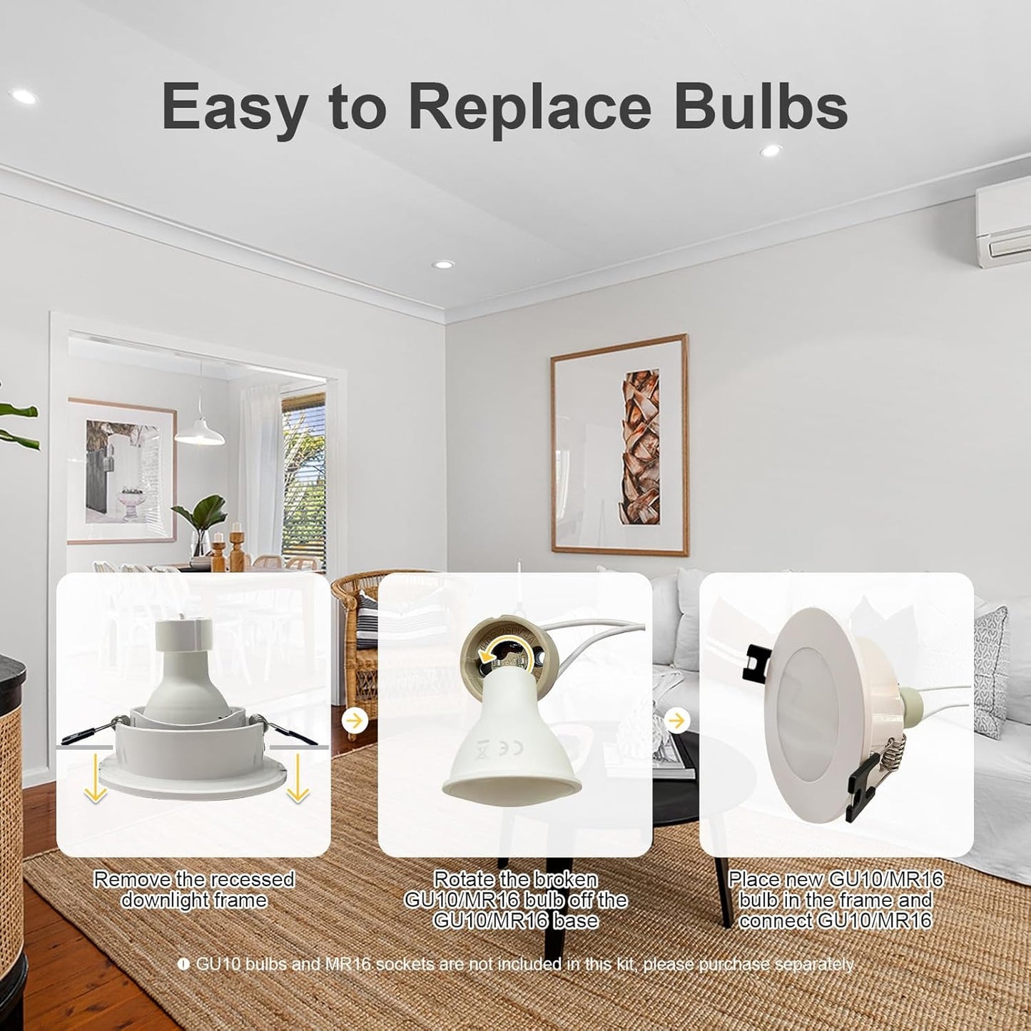 GY Recessed Spotlight Frame GU10 IP65 Waterproof Plastic 6-Pack 10 cm