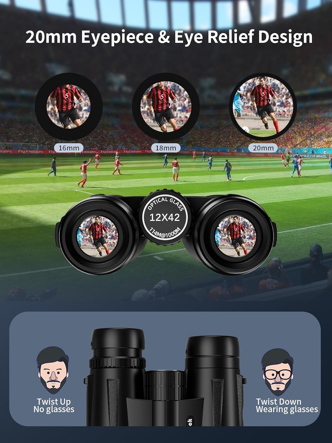 Binoteck 12x42 High-Powered BAK4 Prism Binoculars for Bird Watching & Hunting