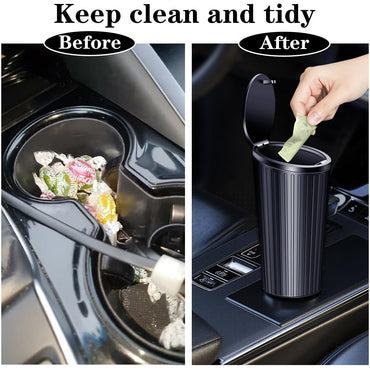 Leakproof 500ml Car Trash Can with Lid and 40 Bags