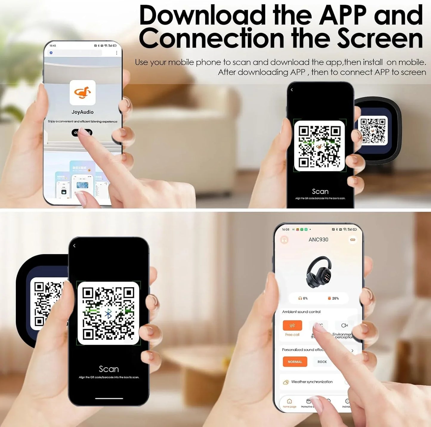 Siindoo JH-ANC930Plus Hybrid ANC Over-Ear Headphones with Touchscreen - Gomix Brands Outlet