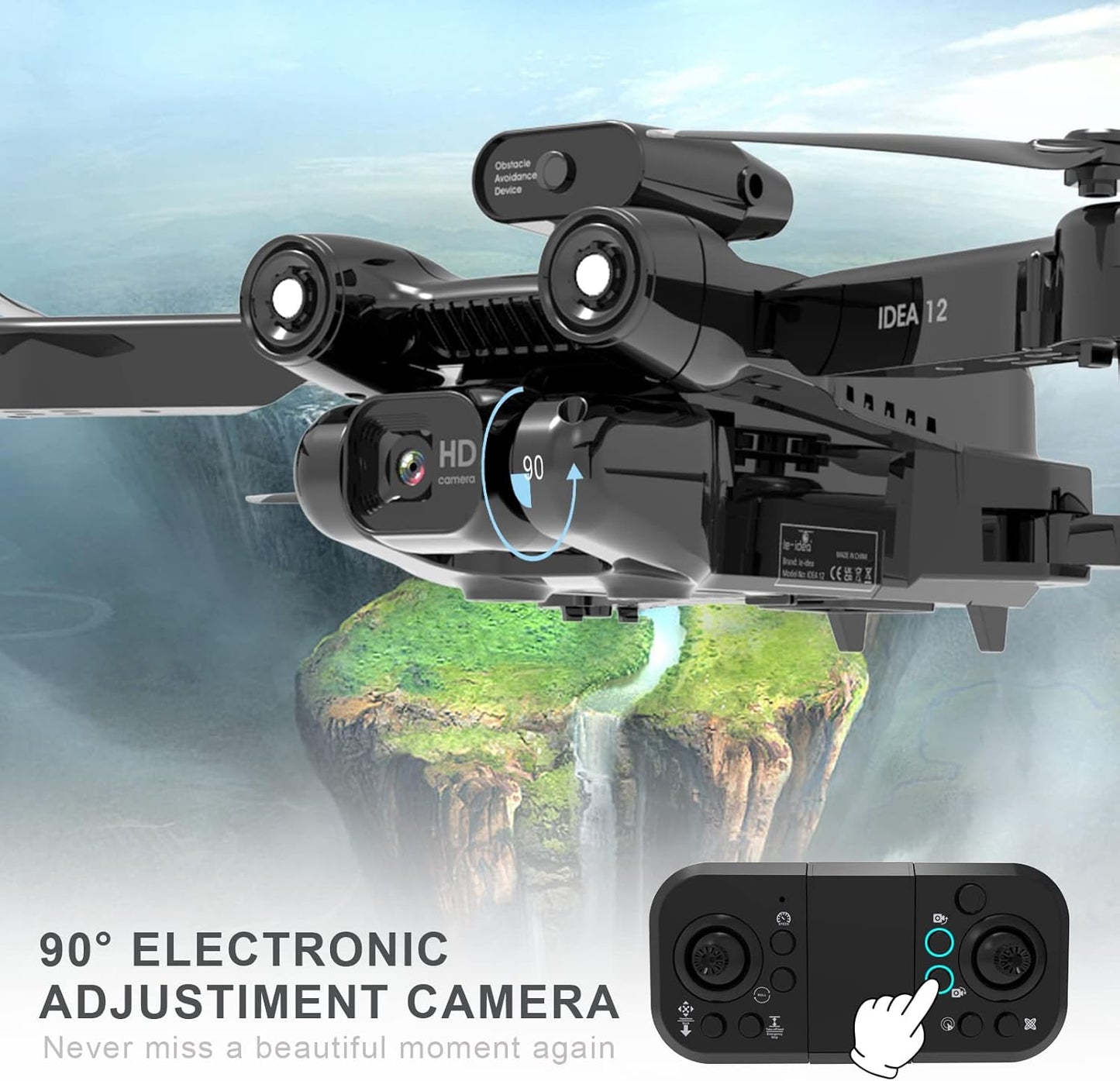 IDEA12 Adjustable 1080P Drone with Dual Cameras & Obstacle Avoidance