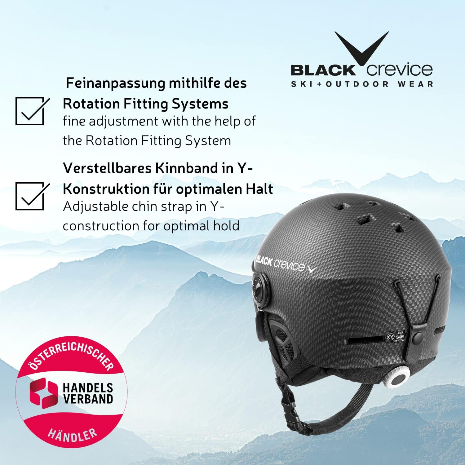 Black Crevice Arlberg Ski Helmet with Dual Visor